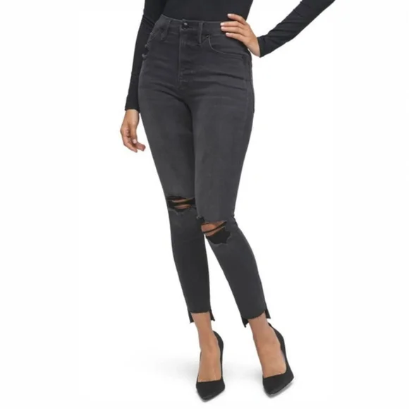 ๐ด 3/$30 Good American 26ร25 Good High Waist Crop Skinny Jeans In Black127 2/26 - Picture 2 of 15